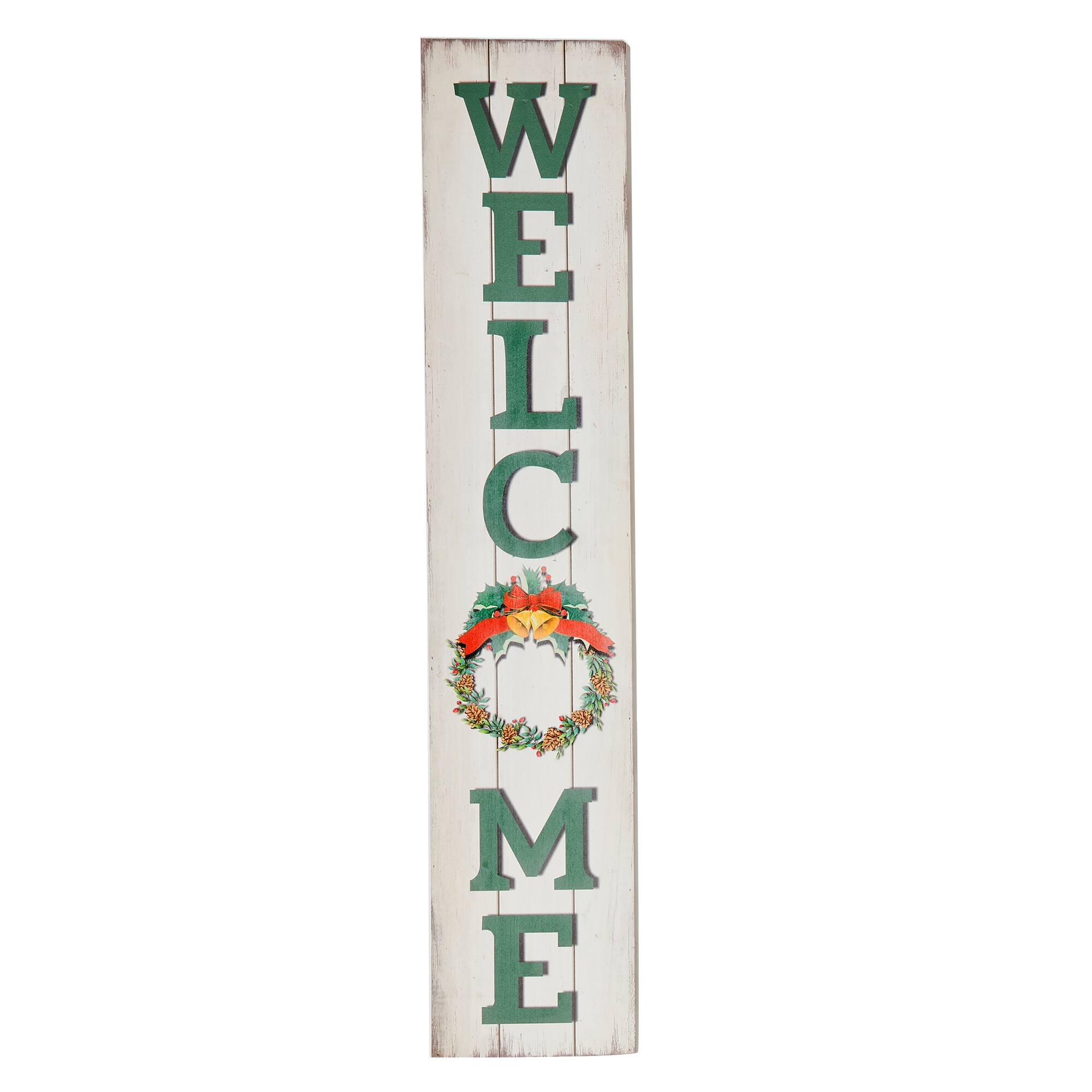 40" Holiday Welcome Standing or Hanging Wood Sign